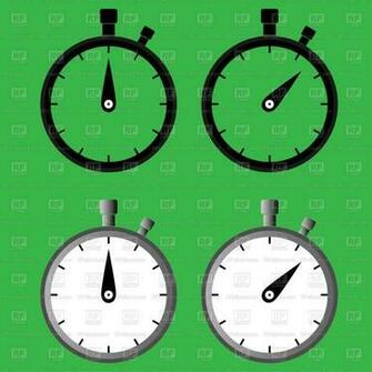 Stopwatch Set Icon On Green Background Vector Stock Image Of