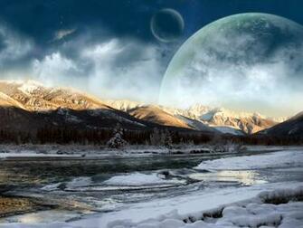 Moon Mountains Laptop Wallpaper