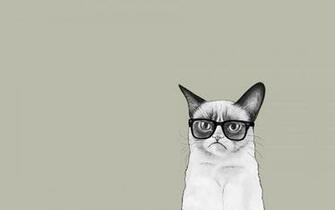 Art Cat Monotype Glasses Discomfort Minimalist Wallpaper