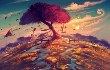 Wallpaper Butterfly River Fantasy Tree Art Kite Image For