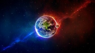 Space Scene Eart Blue Red Earth Full HD Wallpaper Org