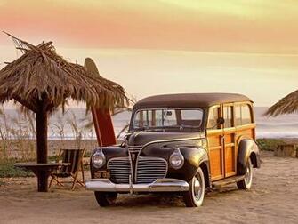 Plymouth Retro Classic Cars Beach Wallpaper