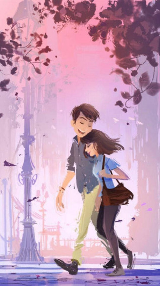 Cute Couples Cartoon Wallpaper