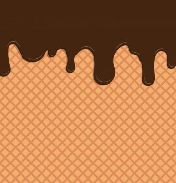 Flowing Chocolate On Wafer Background Vector Illustration