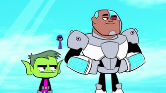 Teen Titans Go Beastboy Cyborg And Tiny Raven By