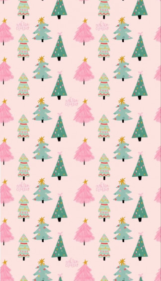 Pink Christmas Trees In Wallpaper iPhone
