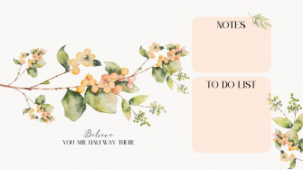 A Beautiful Minimalist Desktop Computer With Blooming Wallpaper