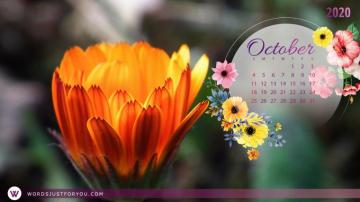 5x HD October Calendar Wallpaper Words Just For You