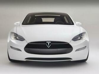White Tesla S Front Angle Desktop Wallpaper