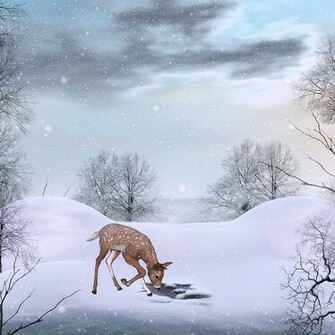 Cute Winter Background With Deer
