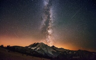Milky Way Above The Mountain Peak Wallpaper