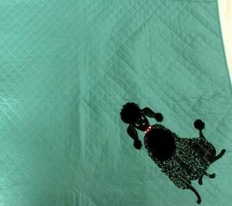 Vintage Quilted Turquoise Poodle Bridge Card Game Tablecover Soft