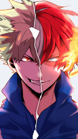 Join The Heroes Deku Todoroki And Bakugo As They Battle Wallpaper