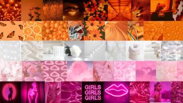 Lesbian Pride Flag Aesthetic Collage Orange White Pink