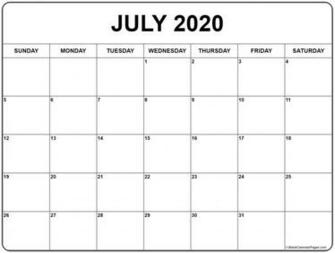 July Calendar January Blank