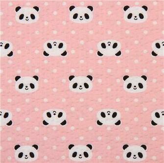 Pink Panda Seersucker Poplin Fabric Cosmo Japan