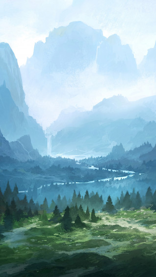 Nature Forest Mountain Digital Art 4k Wallpaper