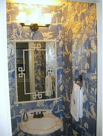 Greek Key Mirror Eclectic Bathroom Odi Et Amo