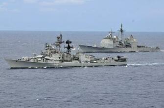 Class Destroyer Of The Indian Navy At Exercise Malabar Wallpaper