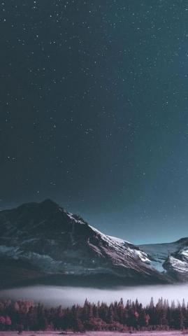 Snow Winter Forest Nature Mountains Night Sky Stars Mist