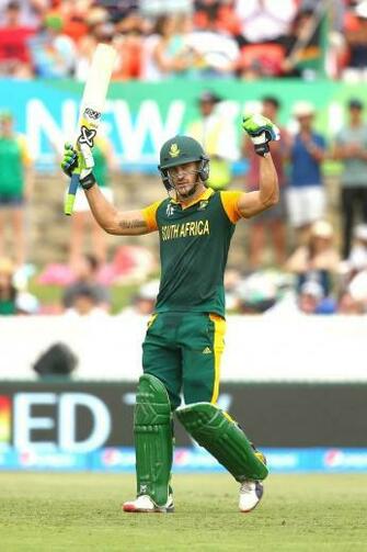 Faf Du Plessis Of South Africa Celebrates His Century During The