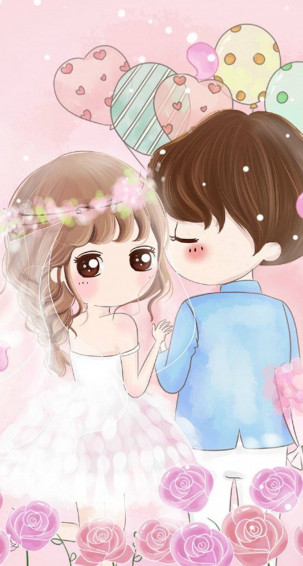 Cute Couple Cartoon Wallpaper