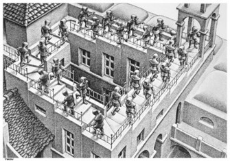 Descending Detail Optical Illusion M C Escher Art Wallpaper Picture