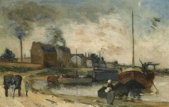Wallpaper Picture Paul Gauguin Boat The Factory On