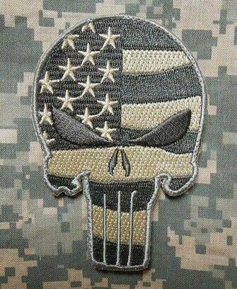 Punisher Skull Usa Waving Flag Milspec Us Army Morale Isaf Camo Acu V