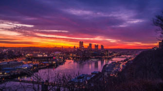 Cityscape Sunset Pittsburgh Wallpaper