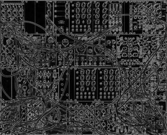 Analog Synthesizer Modular Design On Black Background Art