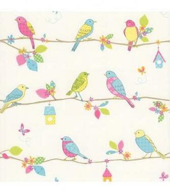 Social Birdie White Quilted Birds Wallpaper Jo Ann