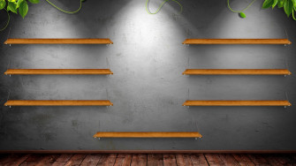 Empty Bookshelf HD Wallpaper