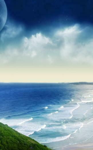 HD Seaside Beach Moon Android Wallpaper