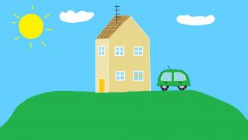 Peppa Pig House Cartoon Wallpaper