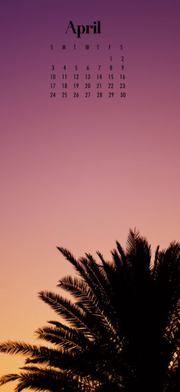 Tree Sunset April Calendar Wallpaper