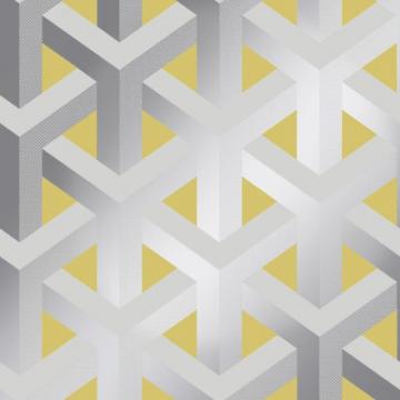Structure Geometric Wallpaper In Grey Yellow I Love
