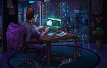 Wallpaper Computer The Room Hacker World At Night Image