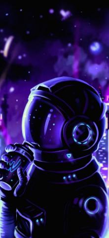 Galaxy Astronaut In Dark Purple Wallpaper Blue