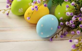 Colors Easter Eggs Dots Holiday Flower Wooden HD Wallpaper