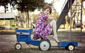 Female Model On Ford Farm Tractor Photoshoot