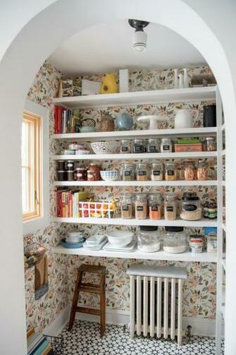 Vintage Inspired Pantry Love The Wallpaper Diy Kitchen Decor