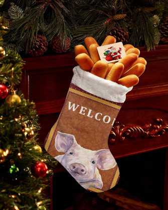 Amazon Christmas Stockings Farm Pig Floral Pattern