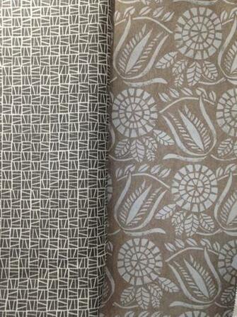 Camber Hand Printed In Grey On Linen And Bloomsbury Wallpaper