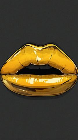 Golden Lips Bling Illustration iPhone Wallpaper