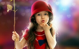 Cute Little Girl Send Kiss X Close