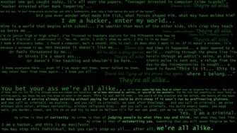 Black Background Green Text Hackers Inspirational Manifesto Wallpaper