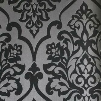 Black And Dark Grey Damask Wallpaper Contemporary By