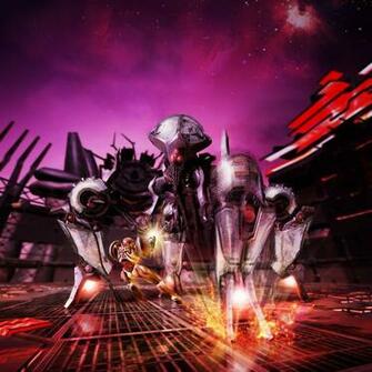 Battling Quadraxis Metroid Samus Aran