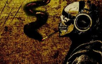 Headphones Smoking Skulls Music Dark Smoke Wallpaper